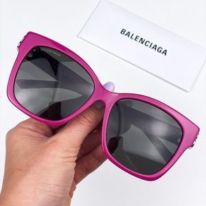 🔥Balenciaga BB0102SA 013 Sunglasses Fuchsia Pink Grey Square Women